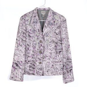 Chico's Silk Blend Purple Silver Blazer Size 1